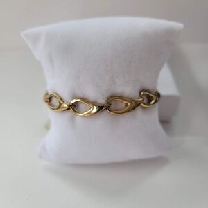 Monet Gold Tone Open Teardrop Link Bracelet NWT 6.25 Old Money Chic Elegant Glam